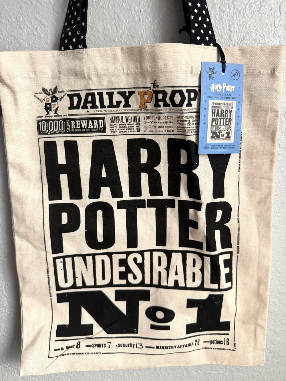 Harry Potter The Daily Prophet Undesirable N° 1 Tote Bag Cream Black Universal
